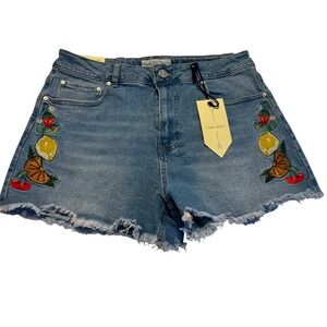 Jean denim shorts‎ fruit lemon embroidered. Women 29. NWT